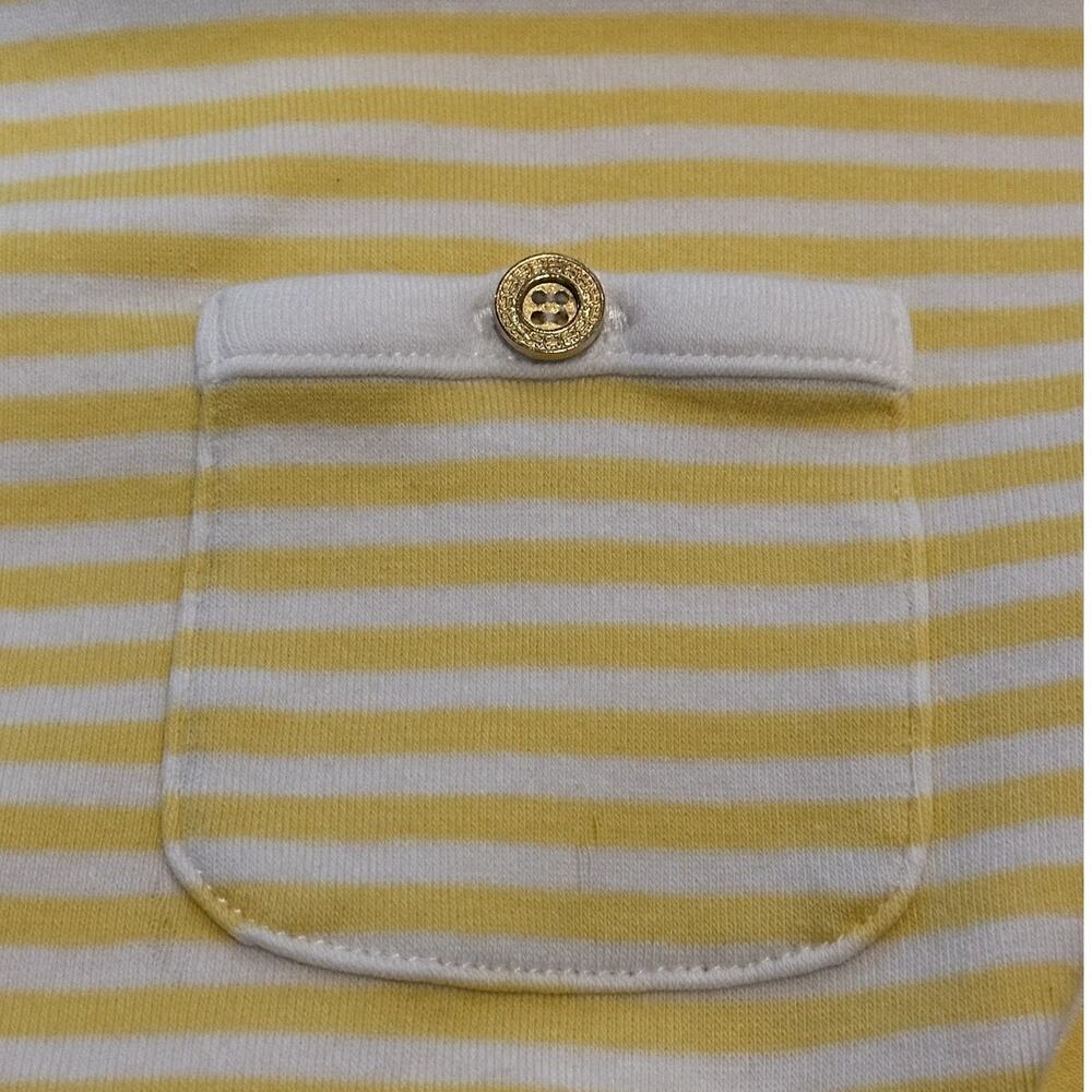 Chico's Women Sz Large Costal Button Front Boat Neck Detail Stripped Cotton Top - Picture 8 of 9